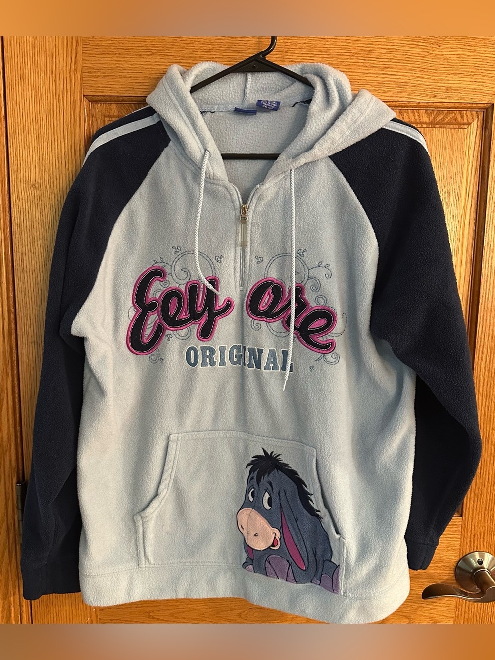 Vintage Y2K Disney Eeyore Fleece Quarter Zip Hoodie. Size XL